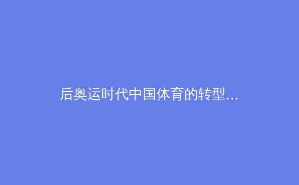 后奥运时代中国体育的转型阵痛与职业化曙光：从金牌机器到全民生态的重构之路 - 3